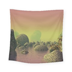 Planet Water Sea Landscape Space Square Tapestry (small) by Simbadda