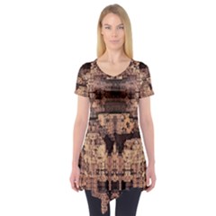 Fractals Abstraction Tla Designs Short Sleeve Tunic  by Simbadda