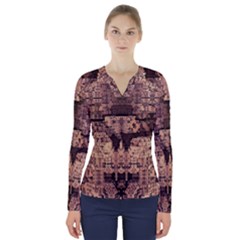 Fractals Abstraction Tla Designs V-neck Long Sleeve Top by Simbadda