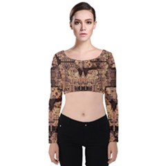 Fractals Abstraction Tla Designs Velvet Long Sleeve Crop Top by Simbadda