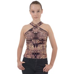 Fractals Abstraction Tla Designs Cross Neck Velour Top by Simbadda