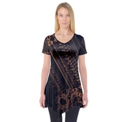 Fractals Abstraction Tla Designs Short Sleeve Tunic  by Simbadda