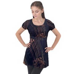 Fractals Abstraction Tla Designs Puff Sleeve Tunic Top by Simbadda