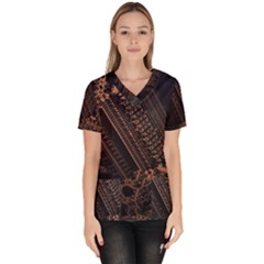 Fractals Abstraction Tla Designs Women s V-neck Scrub Top by Simbadda