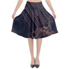 Fractals Abstraction Tla Designs Flared Midi Skirt by Simbadda