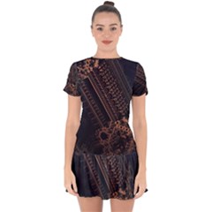 Fractals Abstraction Tla Designs Drop Hem Mini Chiffon Dress