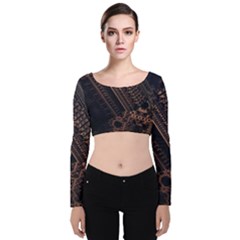 Fractals Abstraction Tla Designs Velvet Long Sleeve Crop Top by Simbadda