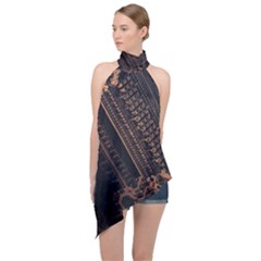 Fractals Abstraction Tla Designs Halter Asymmetric Satin Top by Simbadda