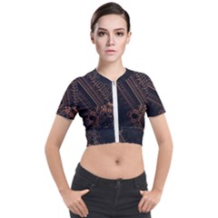 Fractals Abstraction Tla Designs Short Sleeve Cropped Jacket by Simbadda