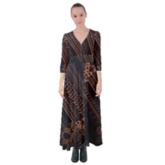 Fractals Abstraction Tla Designs Button Up Maxi Dress