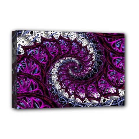 Fractal Background Swirl Art Skull Deluxe Canvas 18  X 12  (stretched) by Simbadda