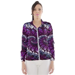 Fractal Background Swirl Art Skull Women s Windbreaker by Simbadda