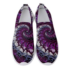 Fractal Background Swirl Art Skull Women s Slip On Sneakers by Simbadda