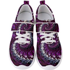 Fractal Background Swirl Art Skull Men s Velcro Strap Shoes by Simbadda