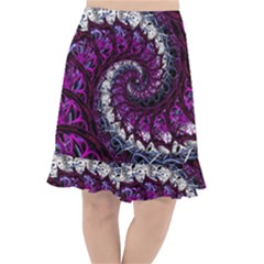 Fractal Background Swirl Art Skull Fishtail Chiffon Skirt