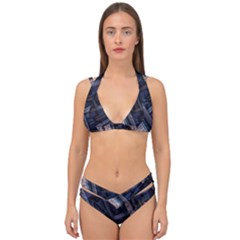 Fractal 3d Pattern Graphics Model Double Strap Halter Bikini Set by Simbadda