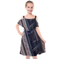 Fractal 3d Pattern Graphics Model Kids  Cut Out Shoulders Chiffon Dress