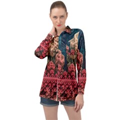 Fractals 3d Graphics Designs Long Sleeve Satin Shirt