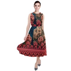 Fractals 3d Graphics Designs Round Neck Boho Dress