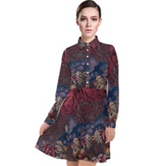 Fractals 3d Graphics Designs Long Sleeve Chiffon Shirt Dress