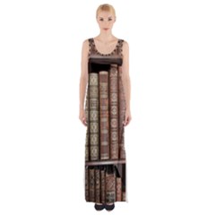 Library Books Knowledge Thigh Split Maxi Dress by Simbadda