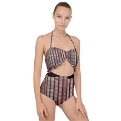 Library Books Knowledge Scallop Top Cut Out Swimsuit by Simbadda