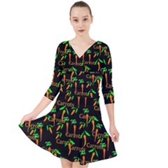 Carrots Pattern Quarter Sleeve Front Wrap Dress by bloomingvinedesign