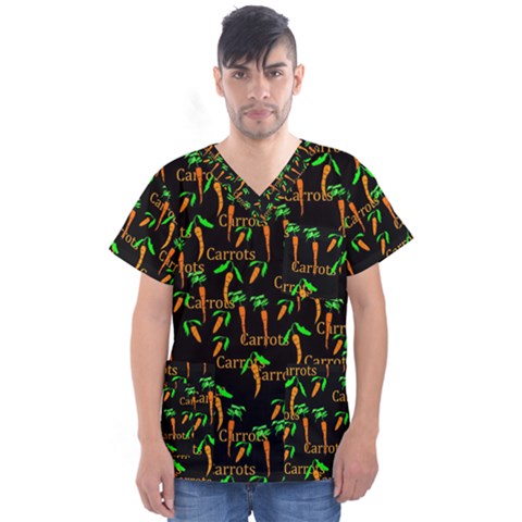 Carrots Pattern Men s V-neck Scrub Top by bloomingvinedesign