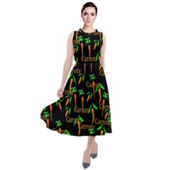 Carrots Pattern Round Neck Boho Dress