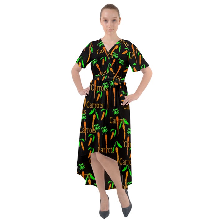 Carrots Pattern Front Wrap High Low Dress