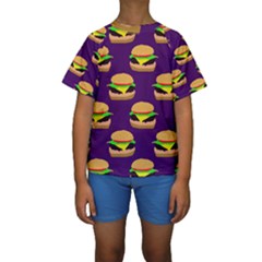 Burger Pattern Kids  Short Sleeve Swimwear by bloomingvinedesign