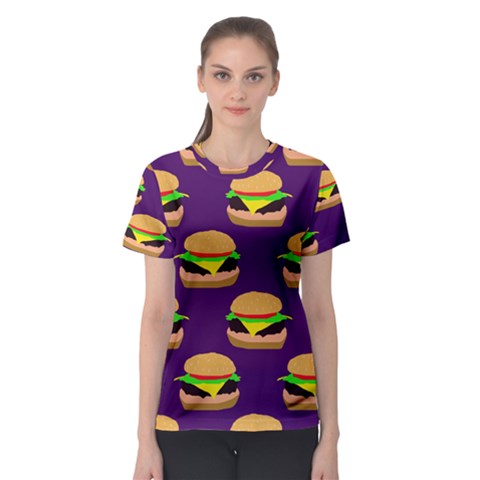 Burger Pattern Women s Sport Mesh Tee by bloomingvinedesign