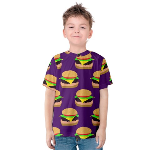 Burger Pattern Kids  Cotton Tee by bloomingvinedesign