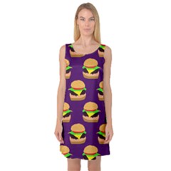 Burger Pattern Sleeveless Satin Nightdress by bloomingvinedesign