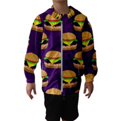 Burger Pattern Kids  Hooded Windbreaker by bloomingvinedesign