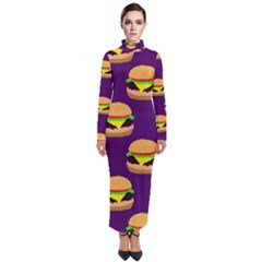 Burger Pattern Turtleneck Maxi Dress by bloomingvinedesign