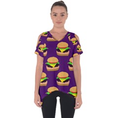 Burger Pattern Cut Out Side Drop Tee by bloomingvinedesign