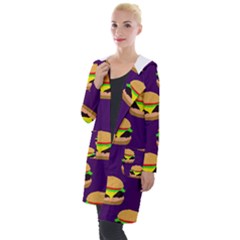 Burger Pattern Hooded Pocket Cardigan by bloomingvinedesign