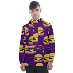 Burger Pattern Men s Front Pocket Pullover Windbreaker by bloomingvinedesign