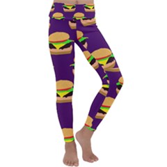 Burger Pattern Kids  Lightweight Velour Classic Yoga Leggings by bloomingvinedesign