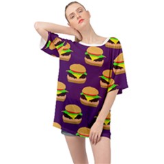 Burger Pattern Oversized Chiffon Top