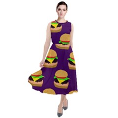 Burger Pattern Round Neck Boho Dress