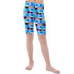 Cupcakes Pattern Kids  Mid Length Swim Shorts by bloomingvinedesign