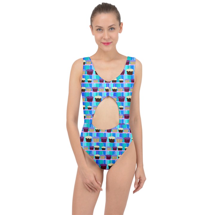 Cupcakes Pattern Center Cut Out Swimsuit