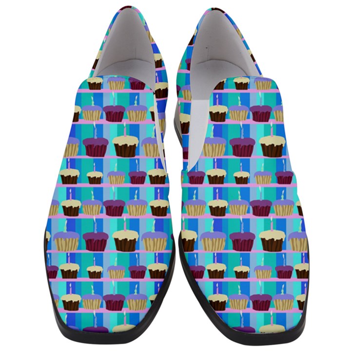 Cupcakes Pattern Women Slip On Heel Loafers