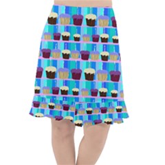 Cupcakes Pattern Fishtail Chiffon Skirt