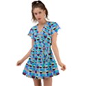 Cupcakes Pattern Flutter Sleeve Wrap Dress View1