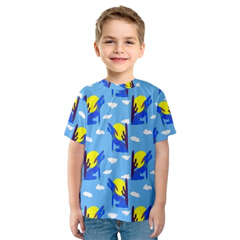 Blue Coyote Pattern Kids  Sport Mesh Tee by bloomingvinedesign