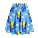 Blue Coyote Pattern High Waist Skirt View1