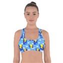 Blue Coyote Pattern Cross Back Sports Bra View1